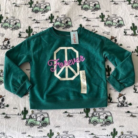 Cat & jack freak peace forever long sleeve  over sweater size small (6-7) new - Picture 1 of 9